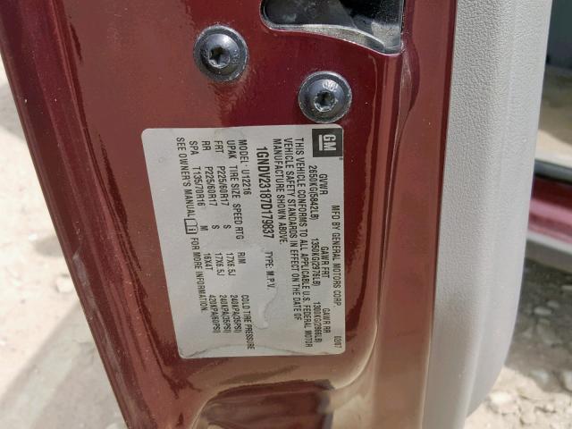 1GNDV23187D179837 - 2007 CHEVROLET UPLANDER L 勃艮第红 照片 10