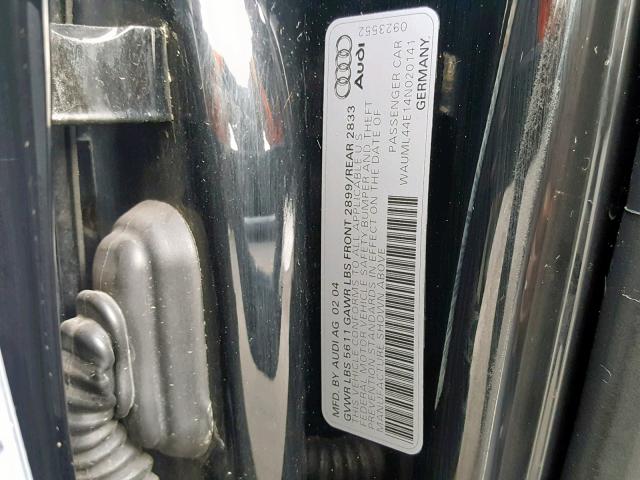 WAUML44E14N020141 - 2004 AUDI A8 L QUATT BLACK photo 10