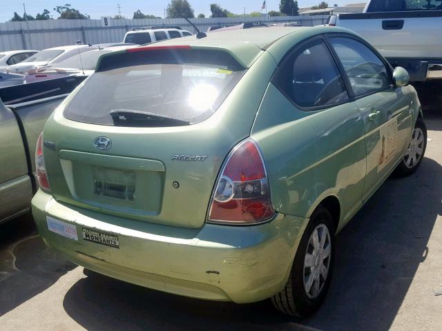 KMHCN36CX7U010504 - 2007 HYUNDAI ACCENT SE GREEN photo 4