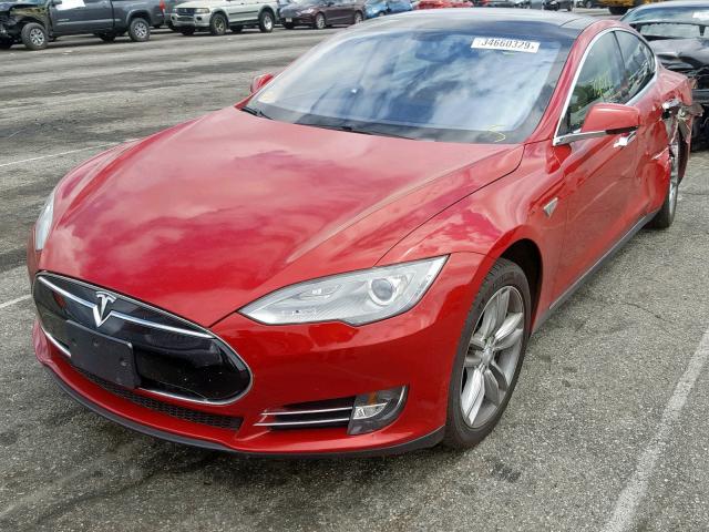 5YJSA1AG3DFP12257 - 2013 TESLA MODEL S RED photo 2