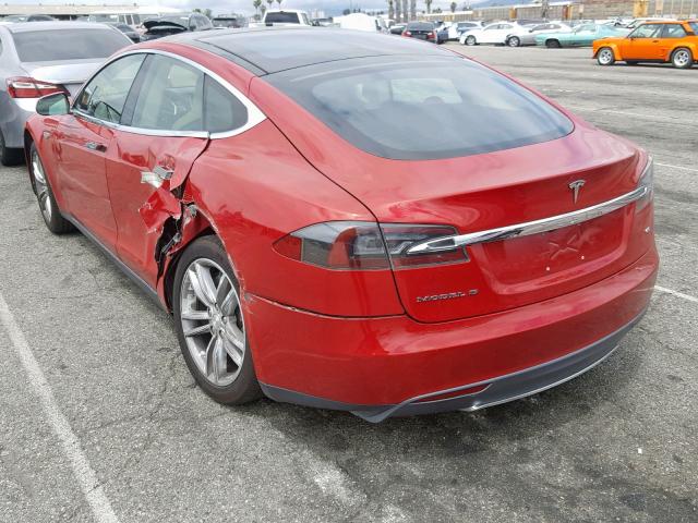 5YJSA1AG3DFP12257 - 2013 TESLA MODEL S RED photo 3