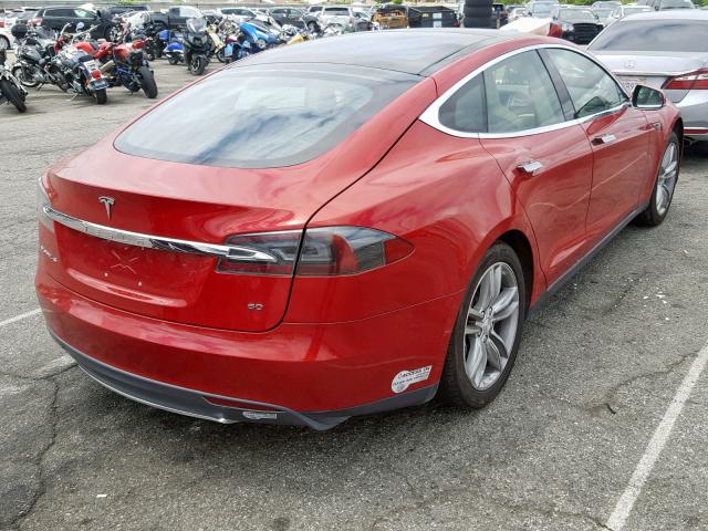 5YJSA1AG3DFP12257 - 2013 TESLA MODEL S RED photo 4