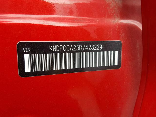 KNDPCCA25D7428229 - 2013 KIA SPORTAGE E RED photo 10