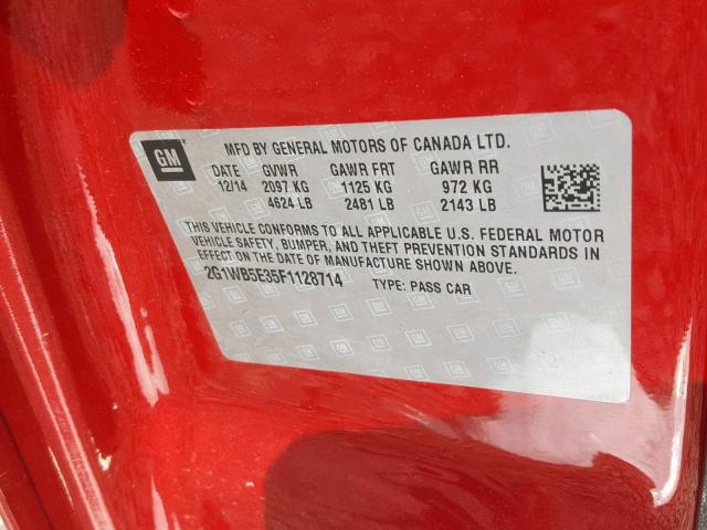 2G1WB5E35F1128714 - 2015 CHEVROLET IMPALA LIM RED photo 10