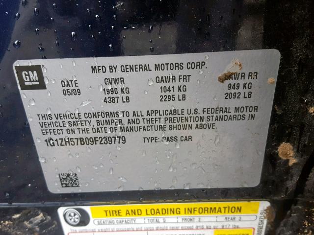 1G1ZH57B09F239779 - 2009 CHEVROLET MALIBU 1LT 蓝色 照片 10