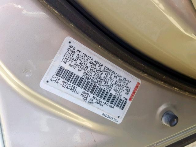 JT8BF22G5V0071312 - 1997 LEXUS ES 300 SILVER photo 10