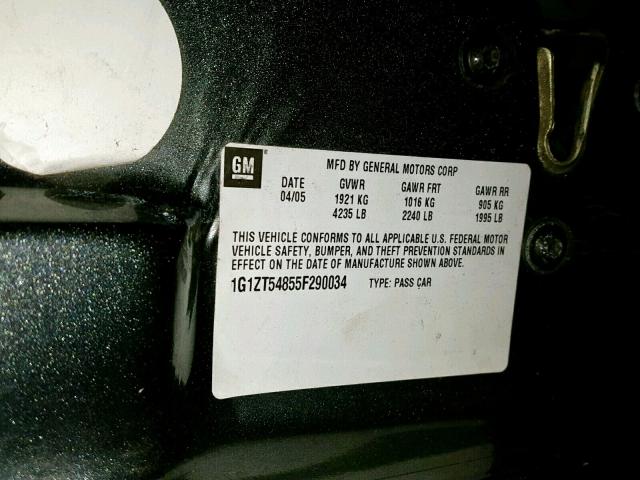 1G1ZT54855F290034 - 2005 CHEVROLET MALIBU LS GRAY photo 10