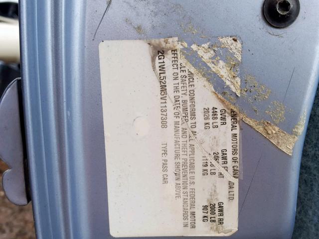 2G1WL52M5V1137308 - 1997 CHEVROLET LUMINA BAS 蓝色 照片 10