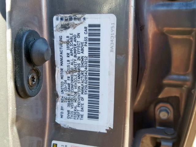 5Y2SL62854Z463212 - 2004 PONTIAC VIBE GRAY photo 10