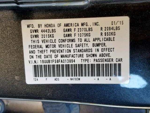 19UUB1F58FA013894 - 2015 ACURA TLX TECH BLACK photo 10