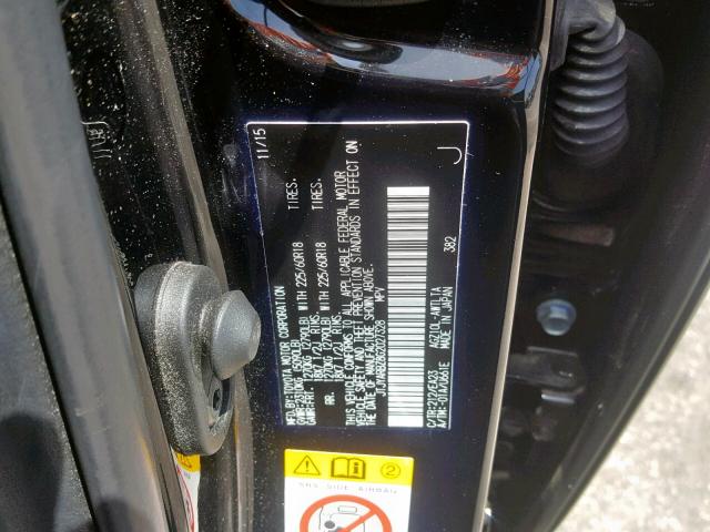 JTJYARBZ8G2027328 - 2016 LEXUS NX 200T BLACK photo 10