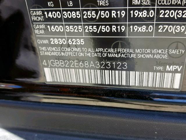 4JGBB22E68A323123 - 2008 MERCEDES-BENZ ML 320 CDI BLACK photo 10