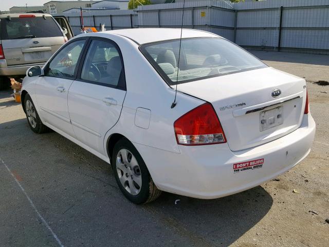 KNAFE222395664232 - 2009 KIA SPECTRA EX WHITE photo 3