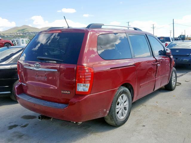 KNDMG4C75C6418097 - 2012 KIA SEDONA LX RED photo 4