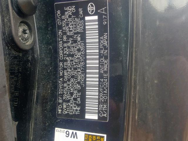 JTKDE177870163591 - 2007 TOYOTA SCION TC 黑色 照片 10