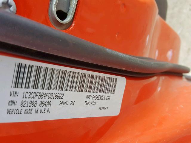 1C3CDFBB4FD310662 - 2015 DODGE DART SXT ORANGE photo 10