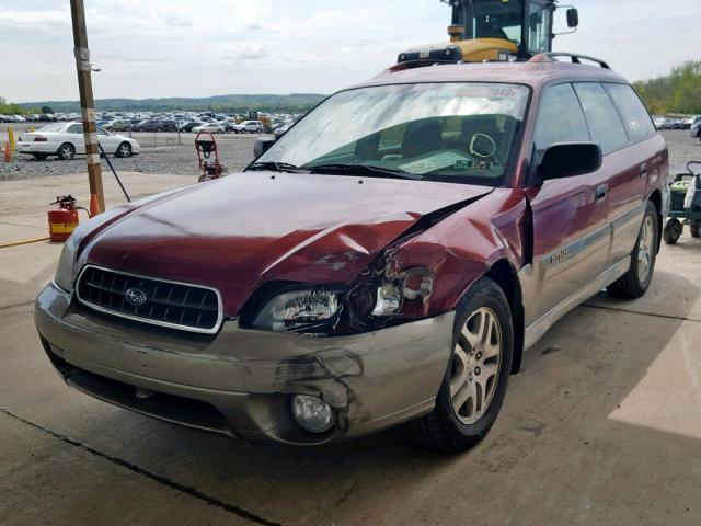 4S3BH675637653191 - 2003 SUBARU LEGACY OUT RED photo 2