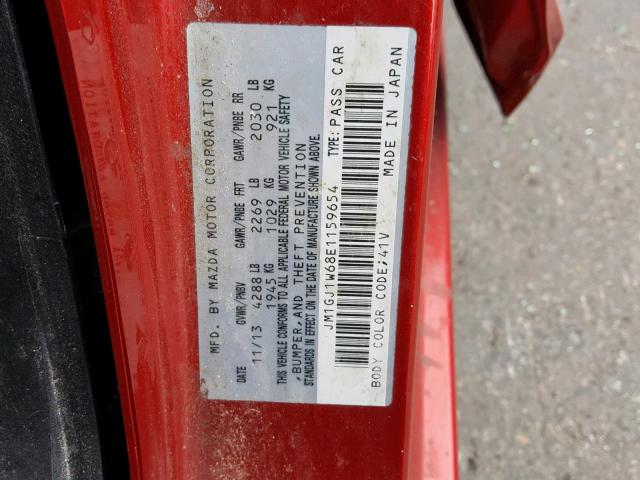 JM1GJ1W68E1159654 - 2014 MAZDA 6 GRAND TO RED photo 10