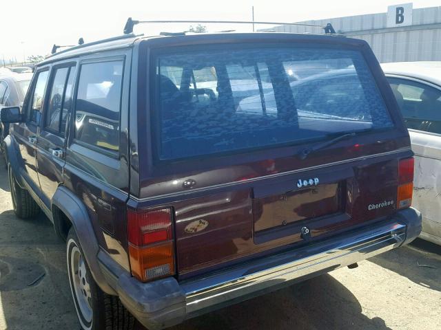 1JCMU7447JT126589 - 1988 JEEP CHEROKEE L MAROON photo 3