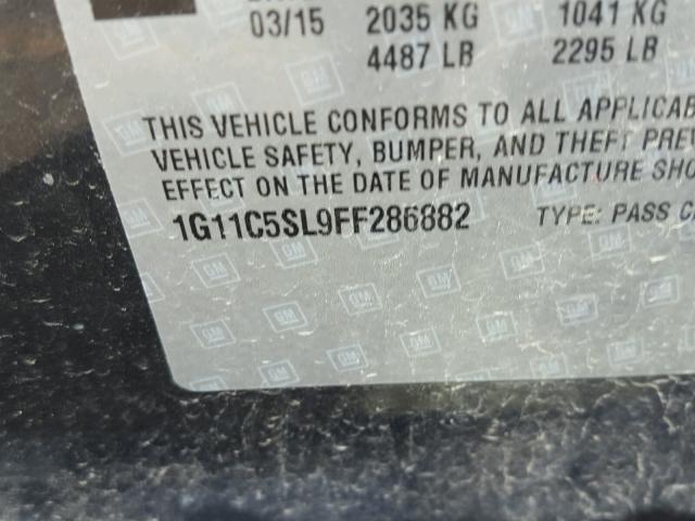 1G11C5SL9FF286882 - 2015 CHEVROLET MALIBU 1LT 灰色 照片 10