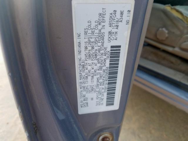 5TBRT34102S298268 - 2002 TOYOTA TUNDRA ACCESS CAB  photo 10