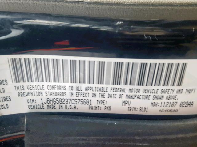 1J8HG58237C575681 - 2007 JEEP COMMANDER BLACK photo 10