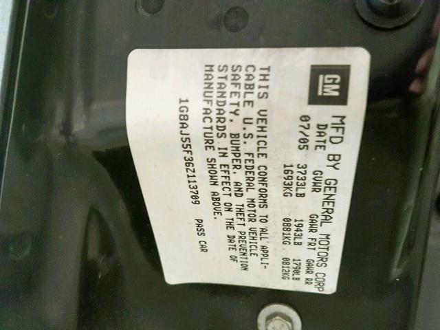 1G8AJ55F36Z113709 - 2006 SATURN ION LEVEL GRAY photo 10