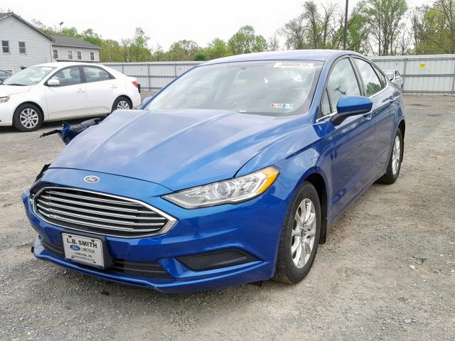 3FA6P0G79HR117179 - 2017 FORD FUSION S BLUE photo 2