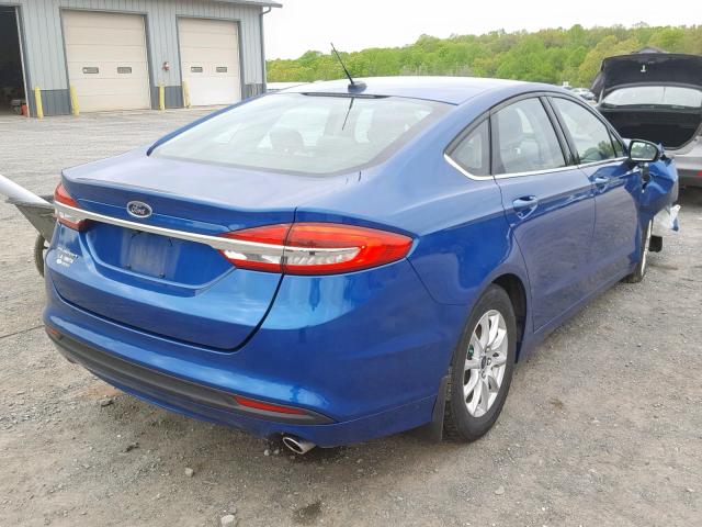 3FA6P0G79HR117179 - 2017 FORD FUSION S BLUE photo 4