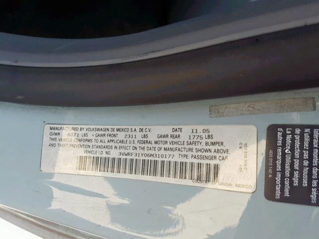 3VWRF31Y06M310177 - 2006 VOLKSWAGEN NEW BEETLE Blau Foto 10