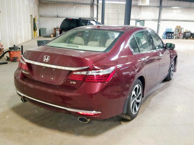 1HGCR3F82HA005922 - 2017 HONDA ACCORD EXL MAROON photo 4