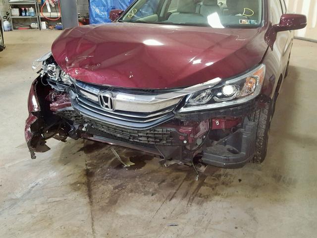 1HGCR3F82HA005922 - 2017 HONDA ACCORD EXL MAROON photo 9