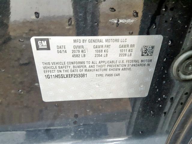 1G11H5SLXEF293081 - 2014 CHEVROLET MALIBU LTZ 黑色 照片 10