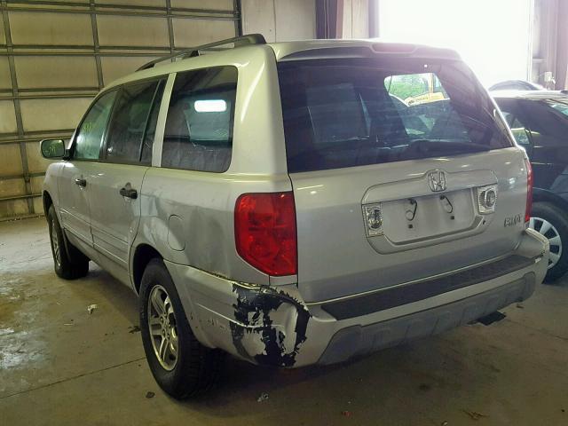 2HKYF18644H515267 - 2004 HONDA PILOT EXL SILVER photo 3