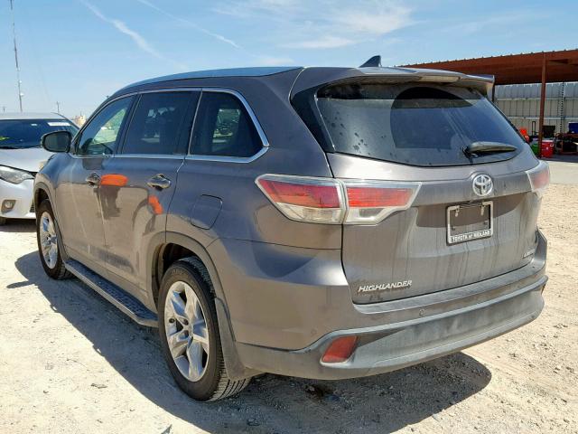 5TDYKRFH9ES018869 - 2014 TOYOTA HIGHLANDER GRAY photo 3