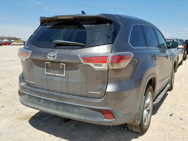 5TDYKRFH9ES018869 - 2014 TOYOTA HIGHLANDER GRAY photo 4