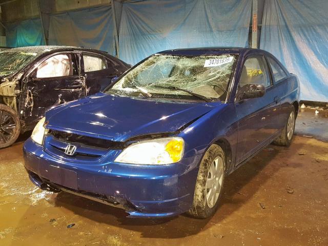 1HGEM22922L043582 - 2002 HONDA CIVIC EX BLUE photo 2