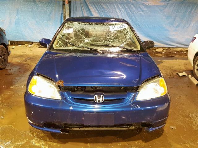 1HGEM22922L043582 - 2002 HONDA CIVIC EX BLUE photo 9