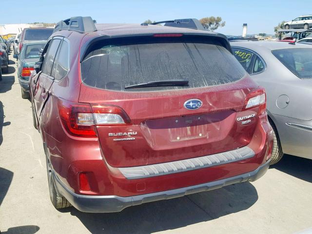 4S4BSENC6F3259548 - 2015 SUBARU OUTBACK 3. RED photo 3