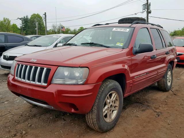 1J4GW48N24C183064 - 2004 JEEP GRAND CHER RED photo 2