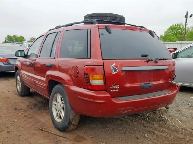 1J4GW48N24C183064 - 2004 JEEP GRAND CHER RED photo 3