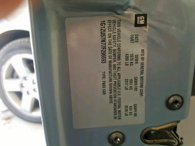 1G1ZU57N77F296693 - 2007 CHEVROLET MALIBU LTZ ლურჯი ფოტო 10