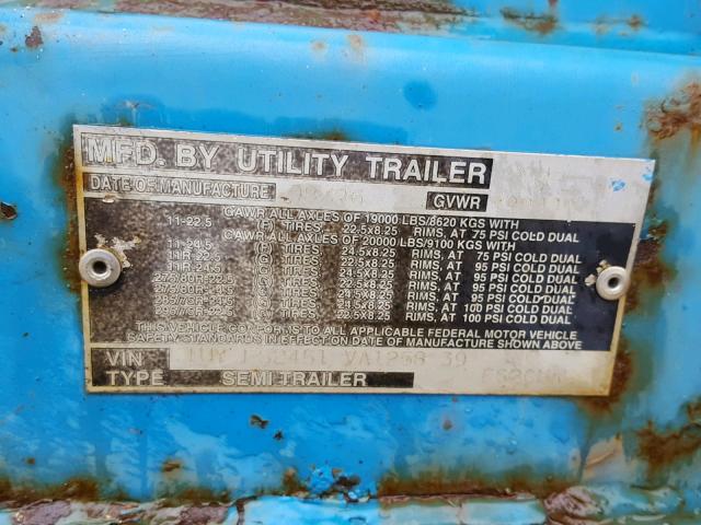 1UYFS2451VA125839 - 1997 UTILITY TRAILER BLUE photo 10