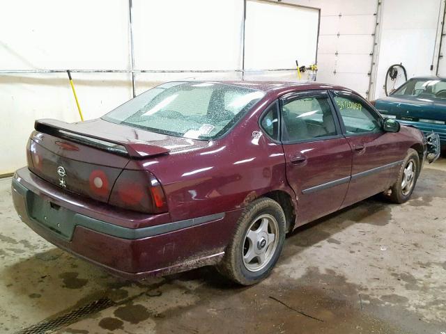 2G1WF52E839307613 - 2003 CHEVROLET IMPALA MAROON photo 4