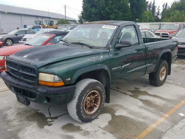 1B7GG26X7YS720986 - 2000 DODGE DAKOTA GREEN photo 2