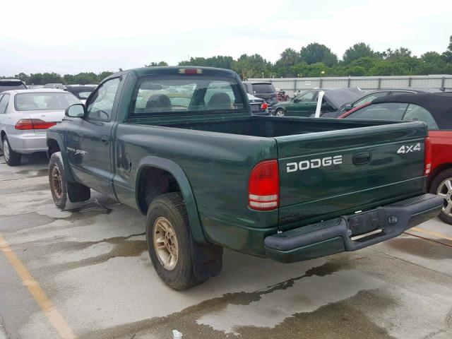 1B7GG26X7YS720986 - 2000 DODGE DAKOTA GREEN photo 3