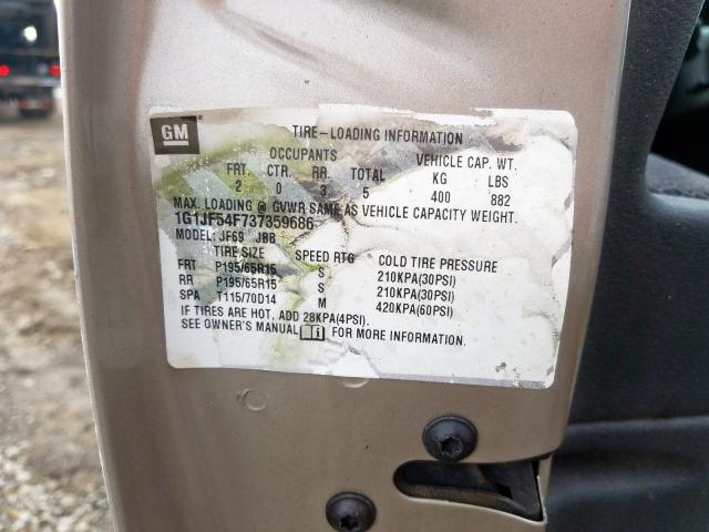 1G1JF54F737359686 - 2003 CHEVROLET CAVALIER LS  照片 10