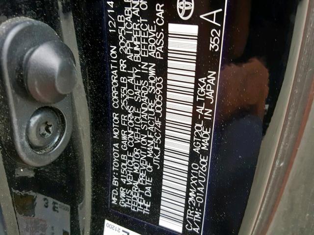 JTKJF5C74FJ005903 - 2015 TOYOTA SCION TC ნარინჯისფერი ფოტო 10