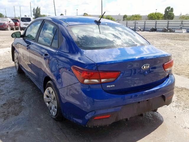 3KPA24AB0JE057880 - 2018 KIA RIO LX BLUE photo 3