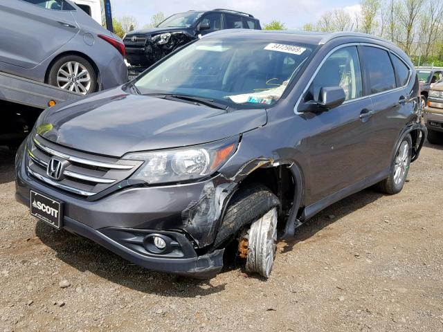 2HKRM4H70EH659419 - 2014 HONDA CR-V EXL GRAY photo 2